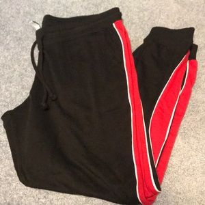 H&M black and red joggers